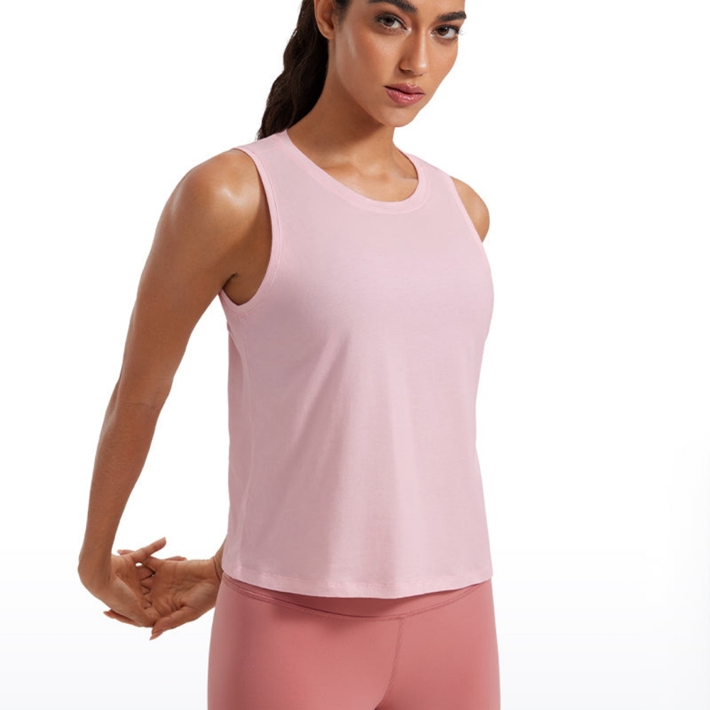 NWT CRZ YOGA Ultralight Pima Cotton Crop Tank Round Neck S